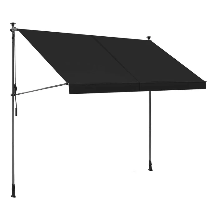 osoltus Balkon Klemmmarkise 300 x 130cm Balkonmarkise Sonnenschutz dunkelgrau