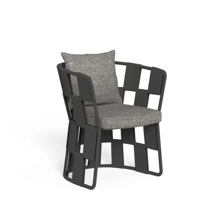 Outdoor-Sessel aus Stoff und Aluminium SCACCO von Ludovica + Roberto Palomba für Talenti – Einzelstuhl / Dunkelgrau