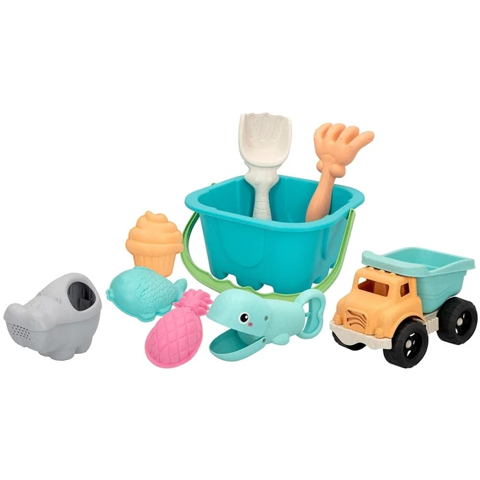 Outdoor-Spiele 9-teiliges Set aus Eimer, LKW und Zubehör Sand Genérico Eco [Größe 41x45x26 cm]