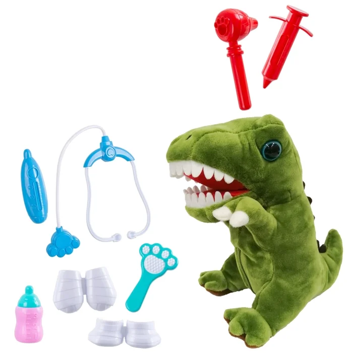 Plüschtier Dinosaurier mit Sound und Tierarztkoffer Genérico [Größe 18x20x11 cm]