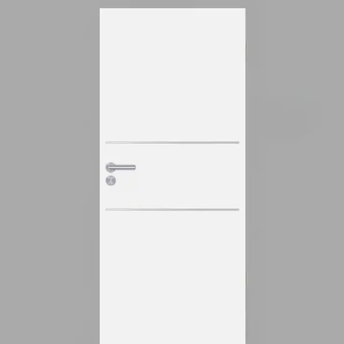 Polarweiss 03 Tür mit Lisenen Typ 2Q edelstahlfarbig CPL RAL 9003
