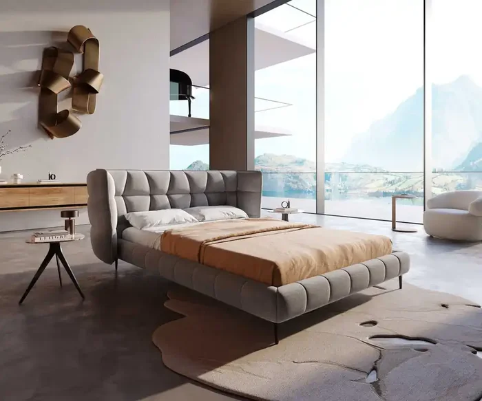 Polsterbettgestell Capujo 140×200 cm Mikrofaser Grau