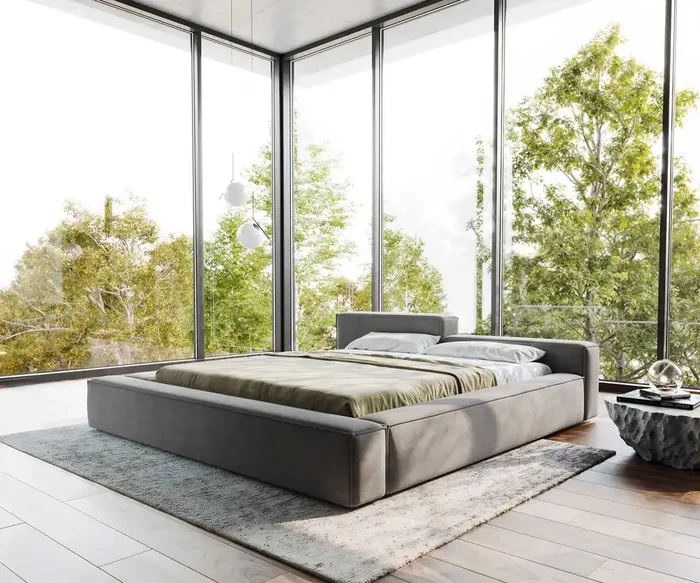 Polsterbettgestell Kalinea 180×200 cm Mikrofaser Grau