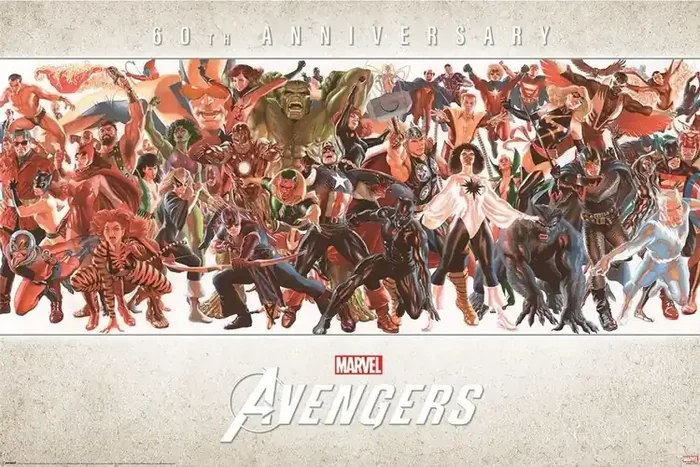 Poster, Filmposter Avengers – 60th Anniversary by Alex Ross 91,5×61 cm