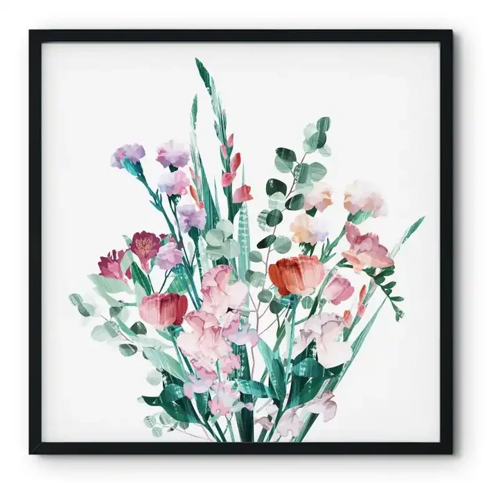 Poster Wildblumen Bouquet im Frühling – Goed Blauw – Quadratisch