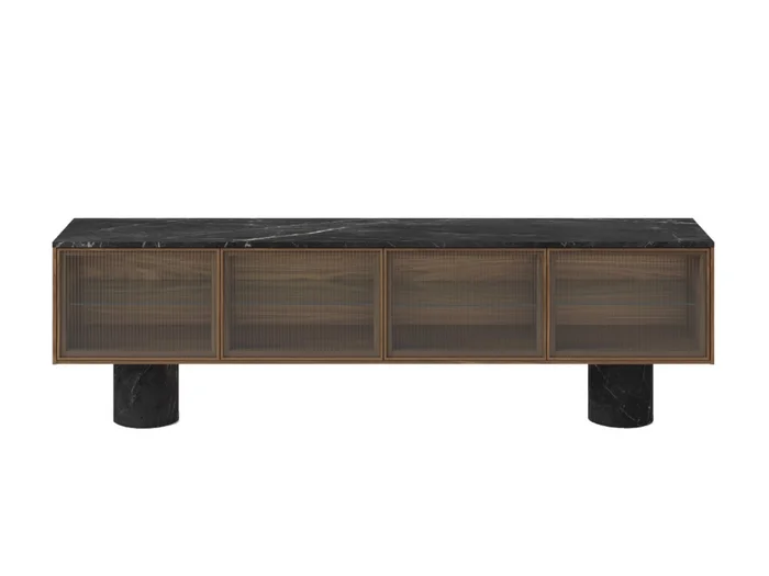Punt Mobles Rio Sideboard L. 240 – Walnuss dunkel / Marquina Schwarz
