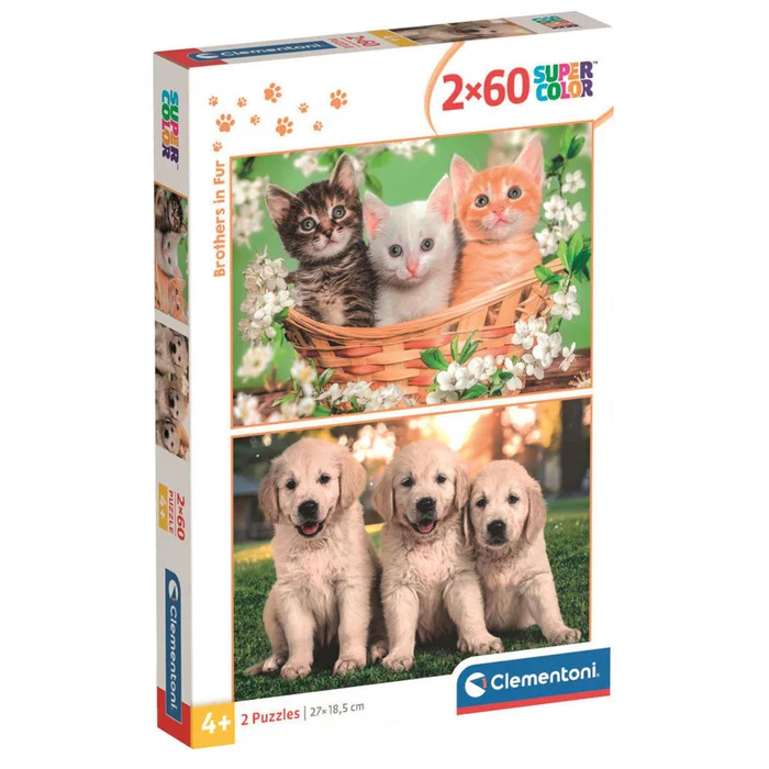 Puzzle mit 2×60 Teilen Clementoni Brothers in Fur