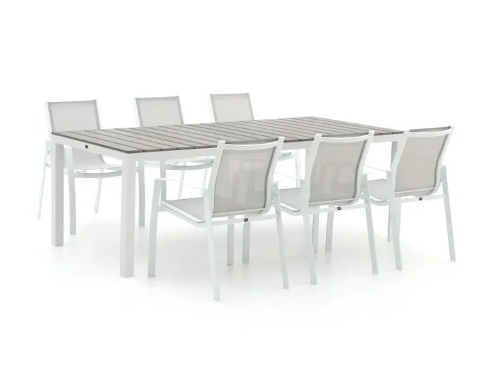 R&S Design Altea/Fidenza 220 cm Gartenmöbel-Set 7-teilig stapelbar