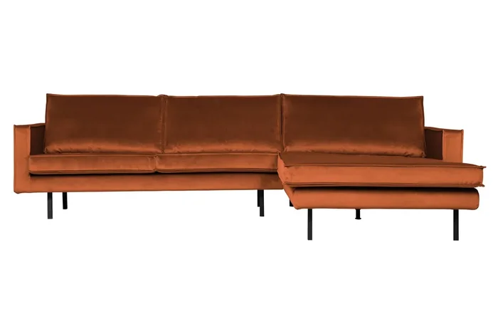 Retro Ecksofa Samt Rodeo 3-Sitzer Rechts oder Links 300/160 Rost Rechts