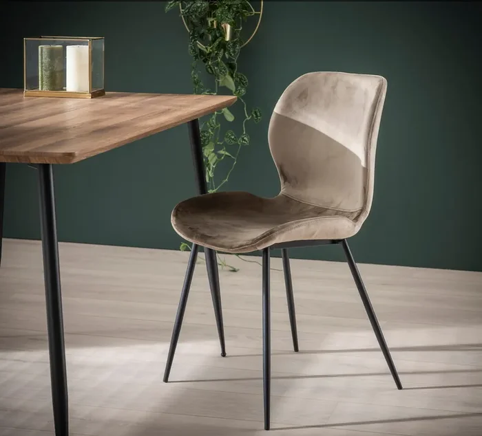 Retro Esszimmerstuhl Velvet Samt Champagner