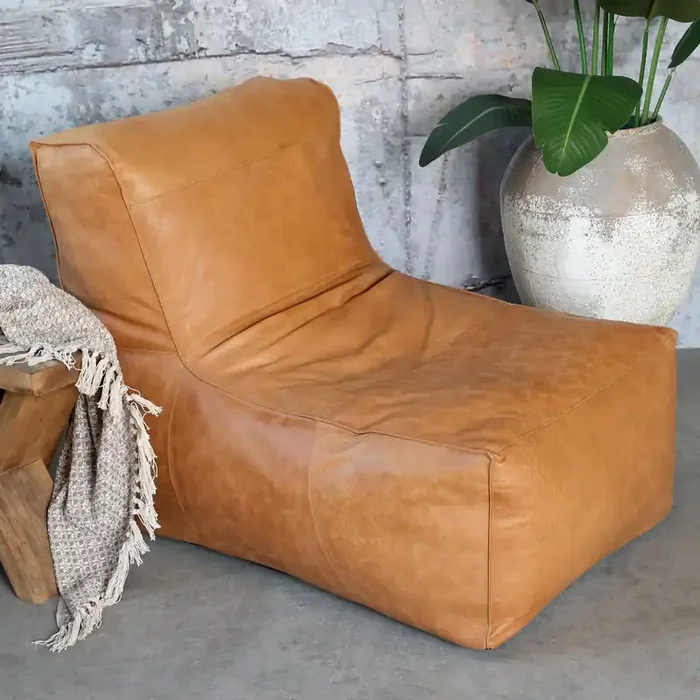 Retro Lounger Sitzsack Sessel Alexandre Echtleder