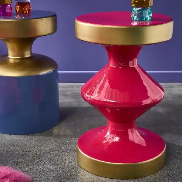 Retro Pop Beistelltisch Glam Metall Rot