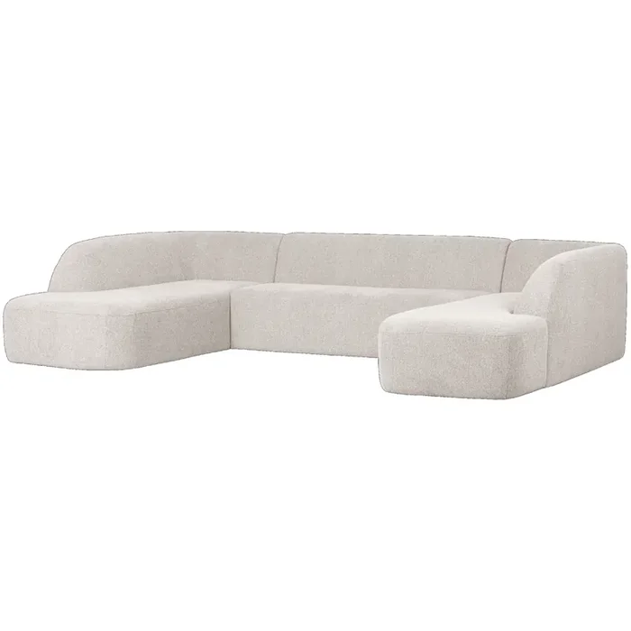 Retro Sofa Couch Sloping U-Form Organic Weiß