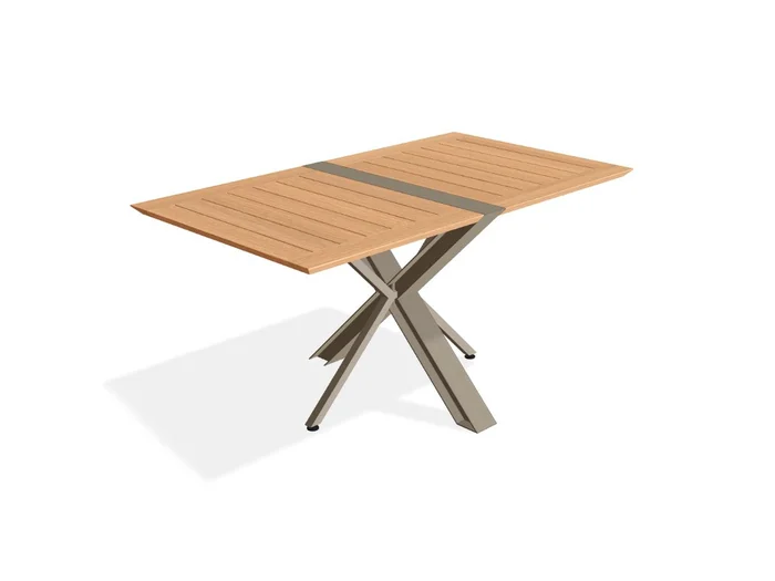 Royal Botania Traverse Klapptisch – Alu Sand und Teak Entworfen von Mathias De Ferm