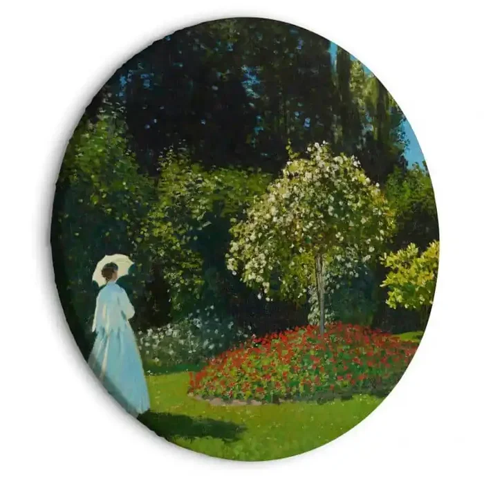 Rundes Leinwandbild Monet – Dame im Garten von Claude