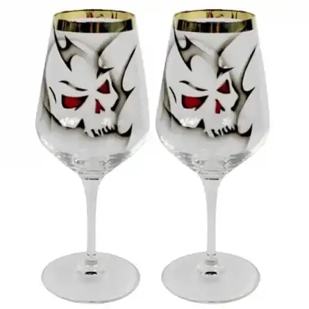 Schädel Weinglas Gold 35cl, 2-pack