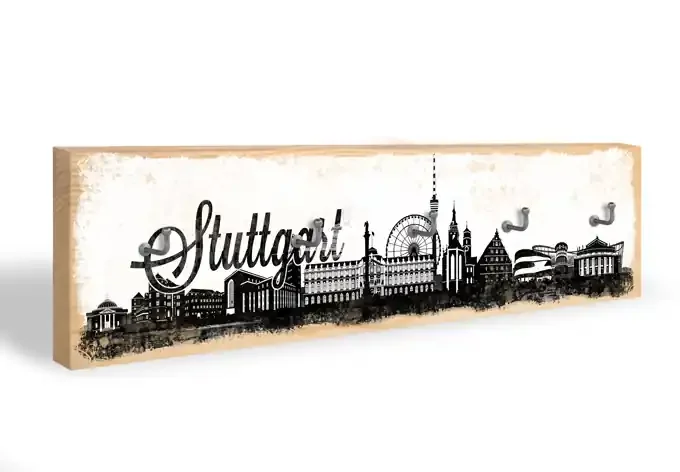 Schlüsselbrett Stuttgart Skyline + 5 Haken