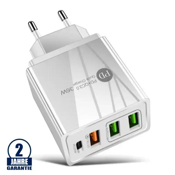 Schnellladegerät max.36W 3xUSB Weiß