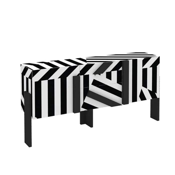 Schrank ZIQQURAT 95×186 STREIFEN von DriadeLab für Driade – Schwarz und weiß