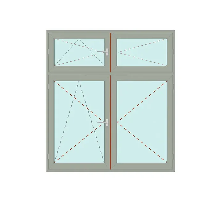 Senkrechtes Fenster mit Stulp + Dreh/Kipp + Dreh – bluEvolution 82