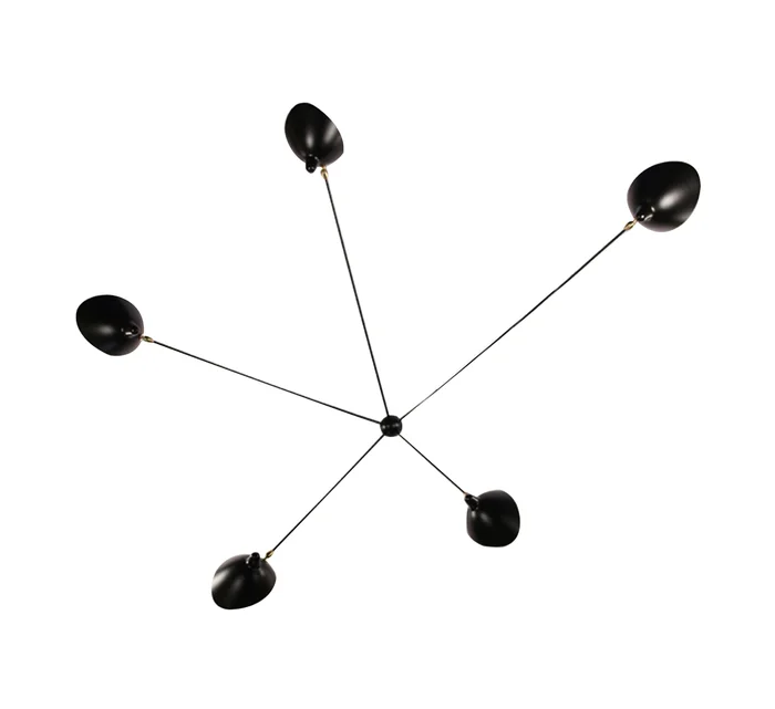 Serge Mouille Spider 5 feste Arme Deckenleuchte Entworfen von Serge Mouille Designer