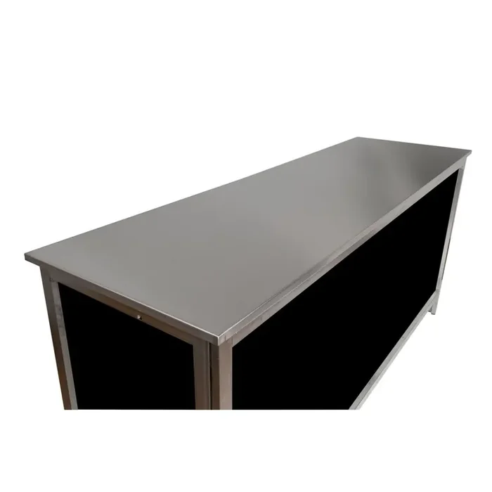 Serving counter with stainless steel surface (smooth) 1.25 m 0.6 m Stainless steel backing Black