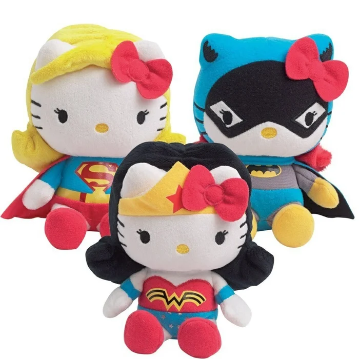 Set aus 3 Plüschtieren Jemini Hello Kitty/Comics Super Heros 17 cm [Größe 17 cm]