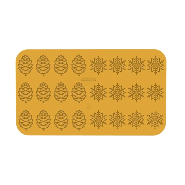 Silikonform Tannenzapfen und Schneeflocke Silikomart Inverno [Größe 67×47/60×2 mm]