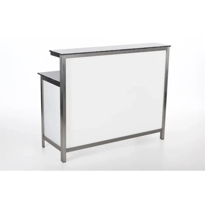 SPECIAL OFFER! GDW long drink counter made of stainless steel, 1.25 m, white PE Stracciatella