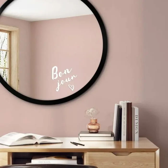 Spiegelaufkleber bon jour + Herz