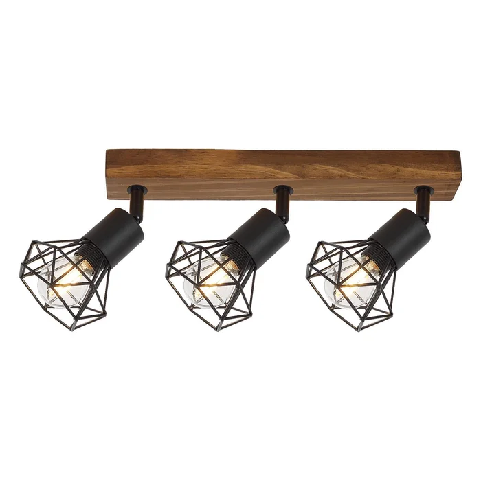 Spot-Wandleuchte für Innenräume aus Metall und Holz Sockel aus Eiche mit Lampenschirm Rabalux Zeus E14 3x MAX 40W IP20 [Größe 12,5x35x10 cm]