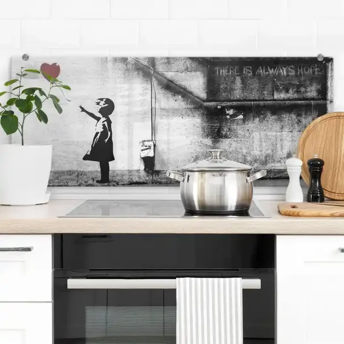 Spritzschutz Banksy – Girl with balloon – Panorama