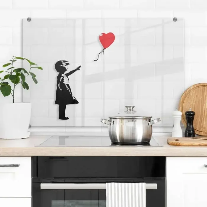 Spritzschutz Banksy – Girl with the red ballon – Transparent