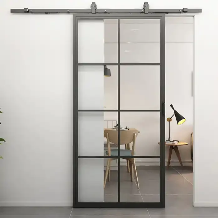 Stahl Schiebetür Smartline 8 Glasflächen Klarglas 235×100