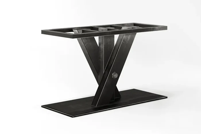 Stahlgestell Tisch in Fächerform nach Maß Lennert