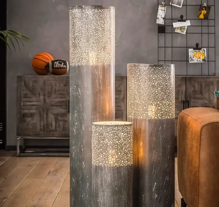 Stehlampe Industrial Zylinder Betonoptik 60 cm