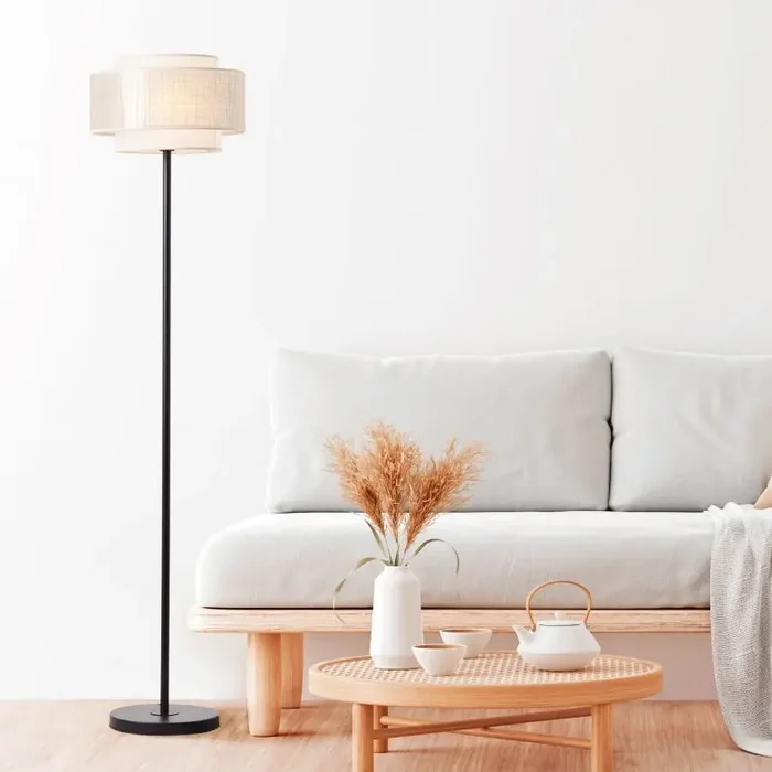 Stehleuchte Madita, braun, 152,5 x 36 cm, Textil Stehlampe, dimmbar