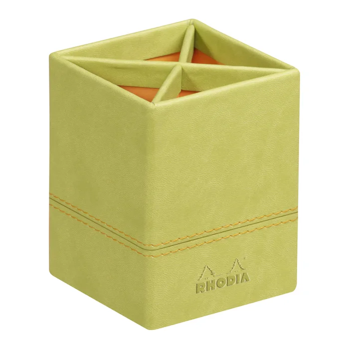 Stiftbehälter aus italienischem Kunstleder Rhodia [Größe 8x8x11 cm]