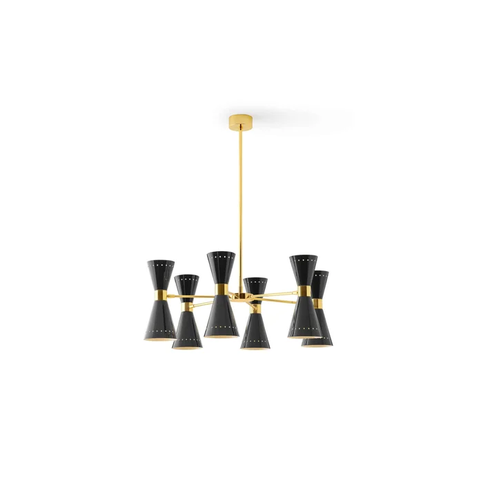 Stilnovo Megafono Pendelleuchte 12 Gold/ Schwarz/Elfenbein