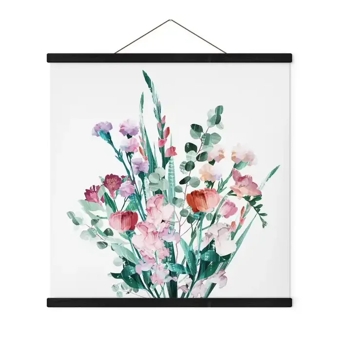 Stoffbild Wildblumen Bouquet im Frühling – Goed Blauw – Quadratisch