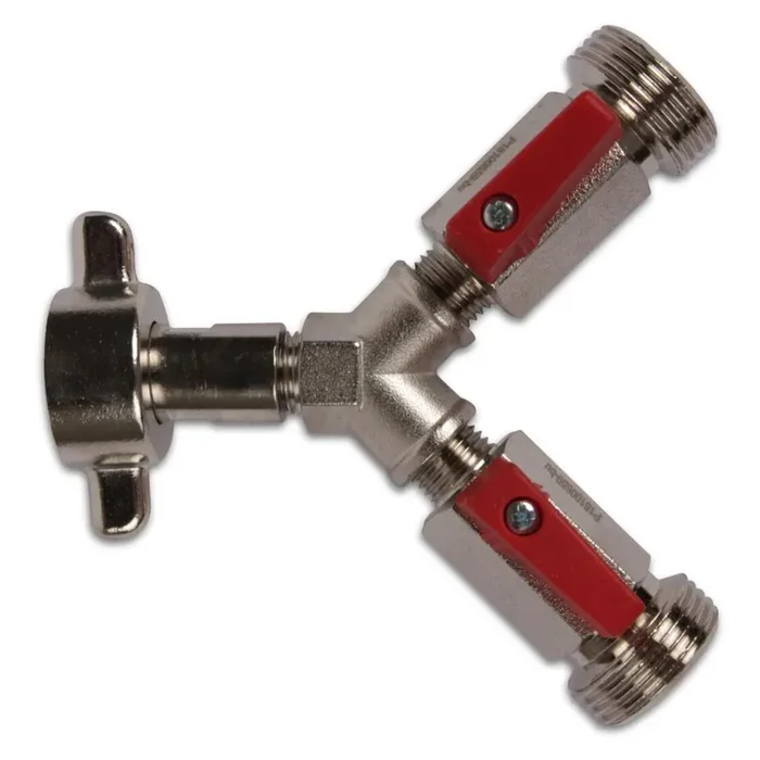 Stopcock 2-way for pressure reducer 2×3 / 4 „outlet