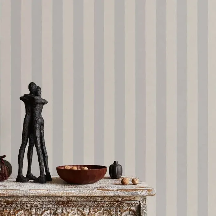 Streifentapete, Vliestapete Erismann Versailles taupe, silber