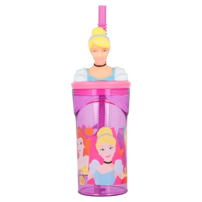 Strohhalmglas mit 3d-Figur Disney Princesses [Größe 360 ml]