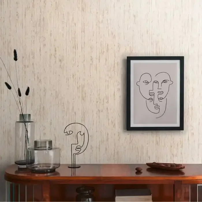 Strukturtapete in Holzoptik Beige – Vliestapete Natur-Look – Wandgestaltung