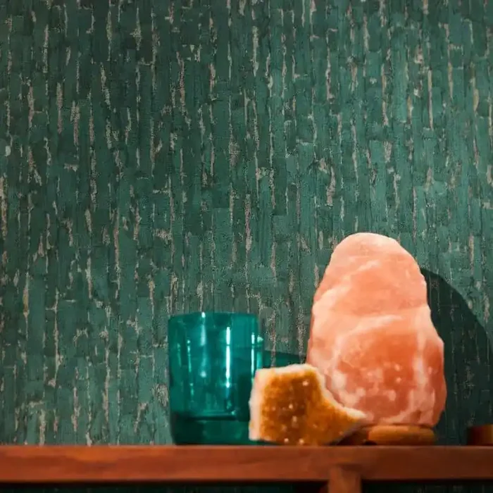 Strukturtapete mit 3D-Effekt Dunkelgrün Beige – Vliestapete modern