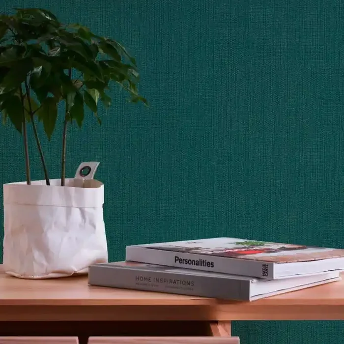 Strukturtapete mit Glitzer-Effekt Grün – Uni-Tapete strukturiert – Vliestapete