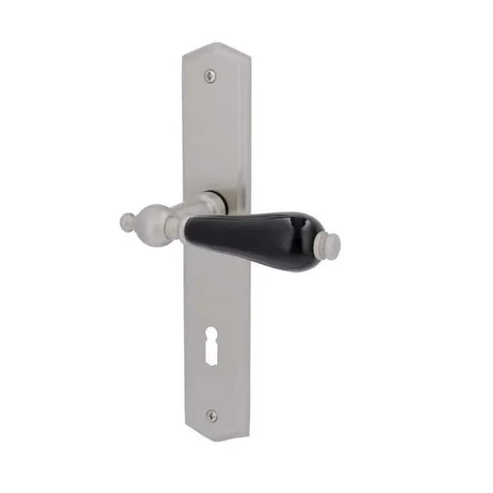 Südmetall Langschild-Türgriffgarnitur Poseidon-LS Variostar Basic Edelstahlfarbig satiniert/schwarz