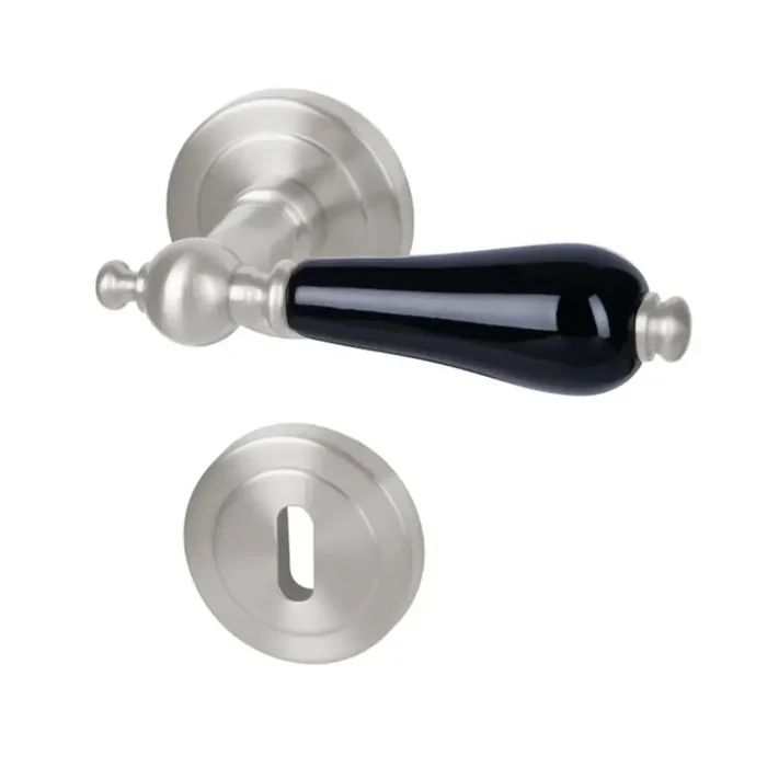Südmetall Türgriffgarnitur Poseidon-R Edelstahlfarbig satiniert/schwarz