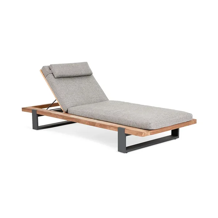 SUNS Nardo Premium Sonnenliege aus Aluminium & Teak mit Polster