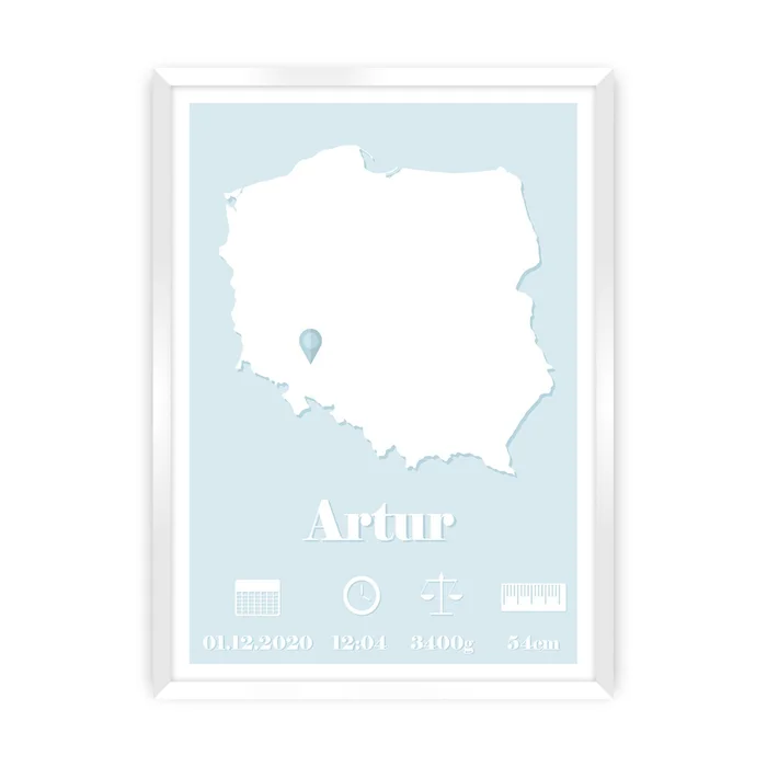 Tabelle Yellow Tipi The Map baby birth metrics [Größe 30×40 cm]